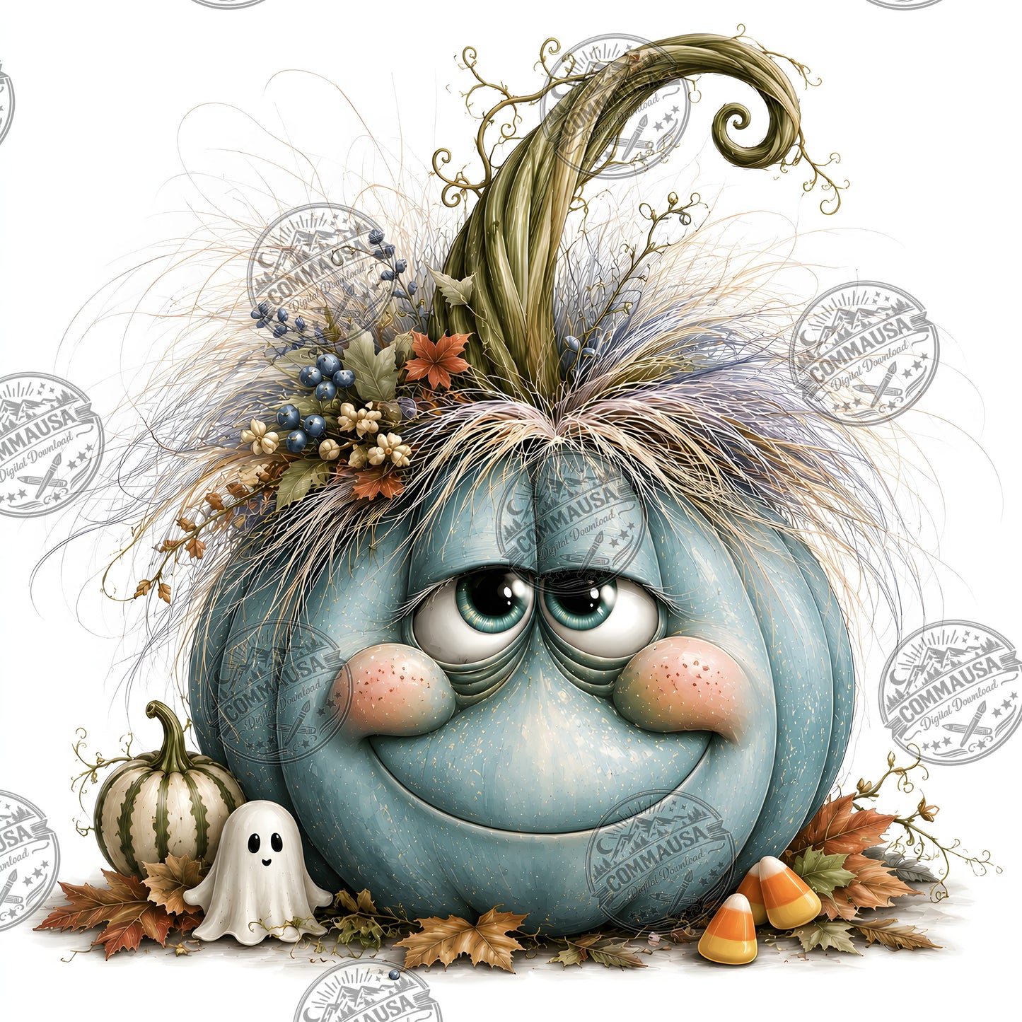 Cute Pumpkin PNG Whimsical Halloween Clipart Sublimation Design Fall Autumn Decor Commercial Use Pumpkin Characters