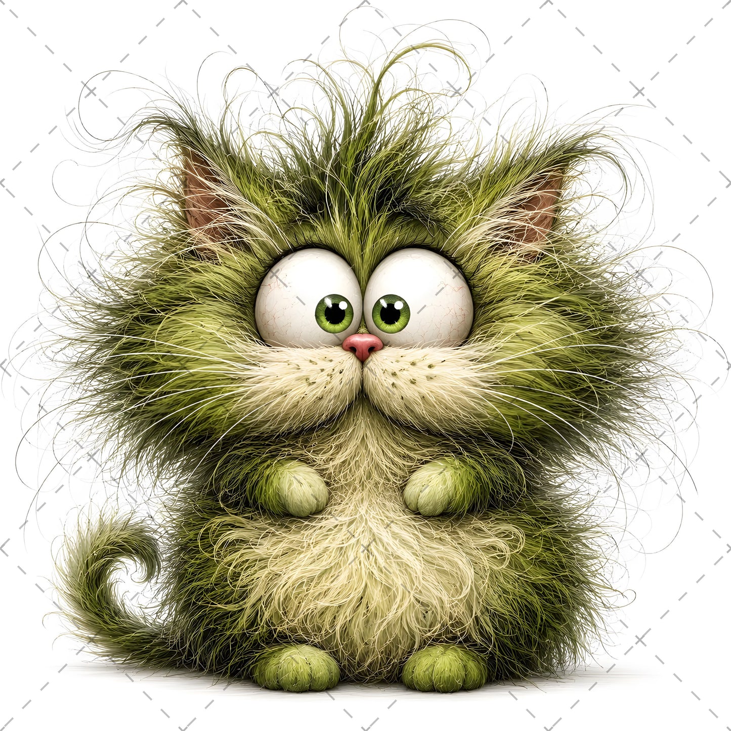 Whimsical Cartoon Cat PNG Bundle, Big-Eyed Fluffy Cats Sublimation, Cute Kawaii Cat Clipart for Tshirt Mug Tumbler Comme