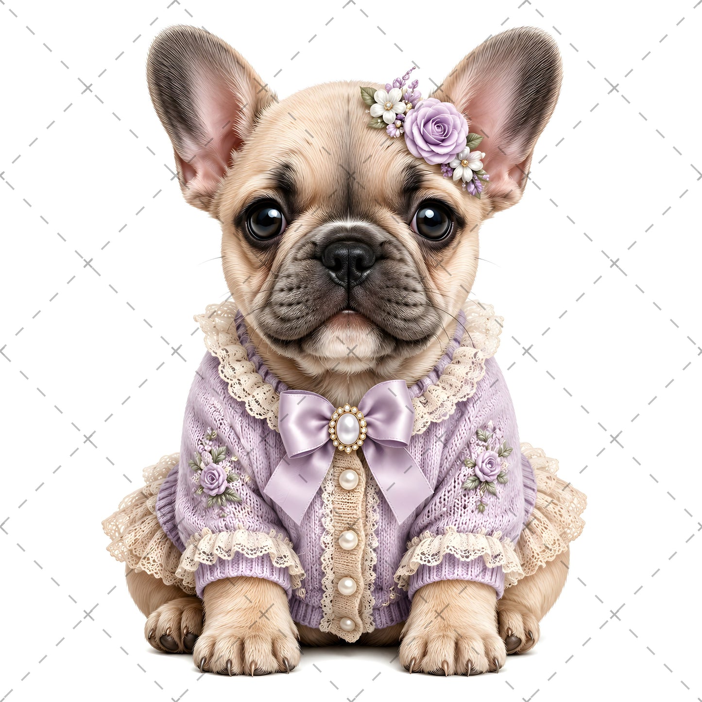 Puppy in Dress PNG Clipart | Adorable Nursery Decor & Pet Lover Gift | Cute Dog Sublimation Design for T-Shirts, dog lover gift, baby room decor, french bulldog art, PNG, digital download, high resolution