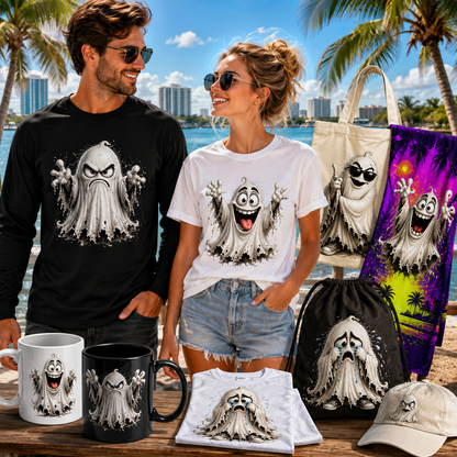 Funny Halloween Ghost Clipart PNG, Cute Cartoon Ghosts Sublimation, Spooky Decor Crafts, Commercial Use POD Tshirt Tumbler Designs — cute ghost png, sublimation png