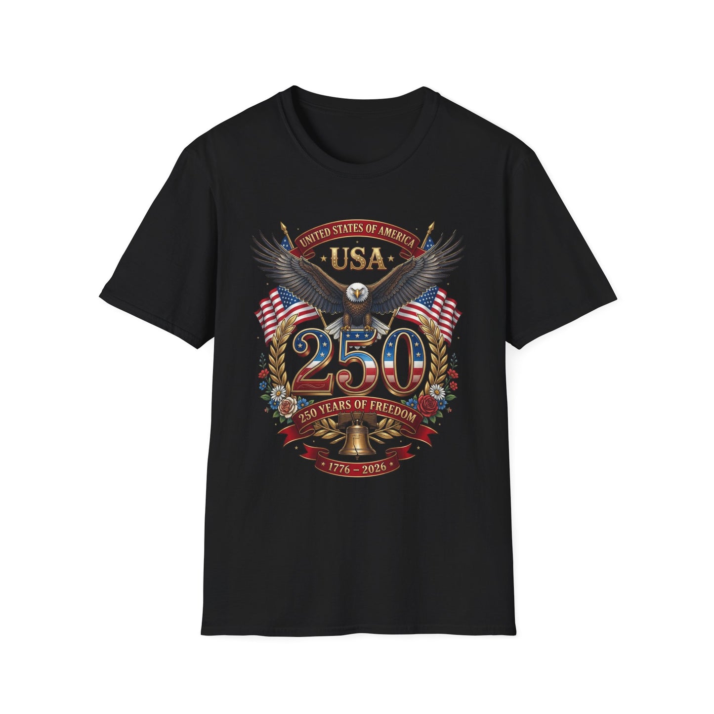 USA Eagle 250 Anniversary T-Shirt — Patriotic American Flag Tee 4 of July USA