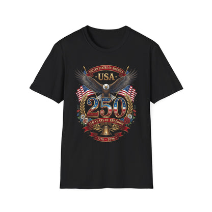 USA Eagle 250 Anniversary T-Shirt — Patriotic American Flag Tee 4 of July USA