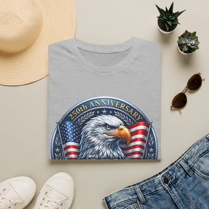 USA Eagle T-Shirt celebrating 250th anniversary of the United States, featuring patriotic eagle design for bicentennial 1776–2026.