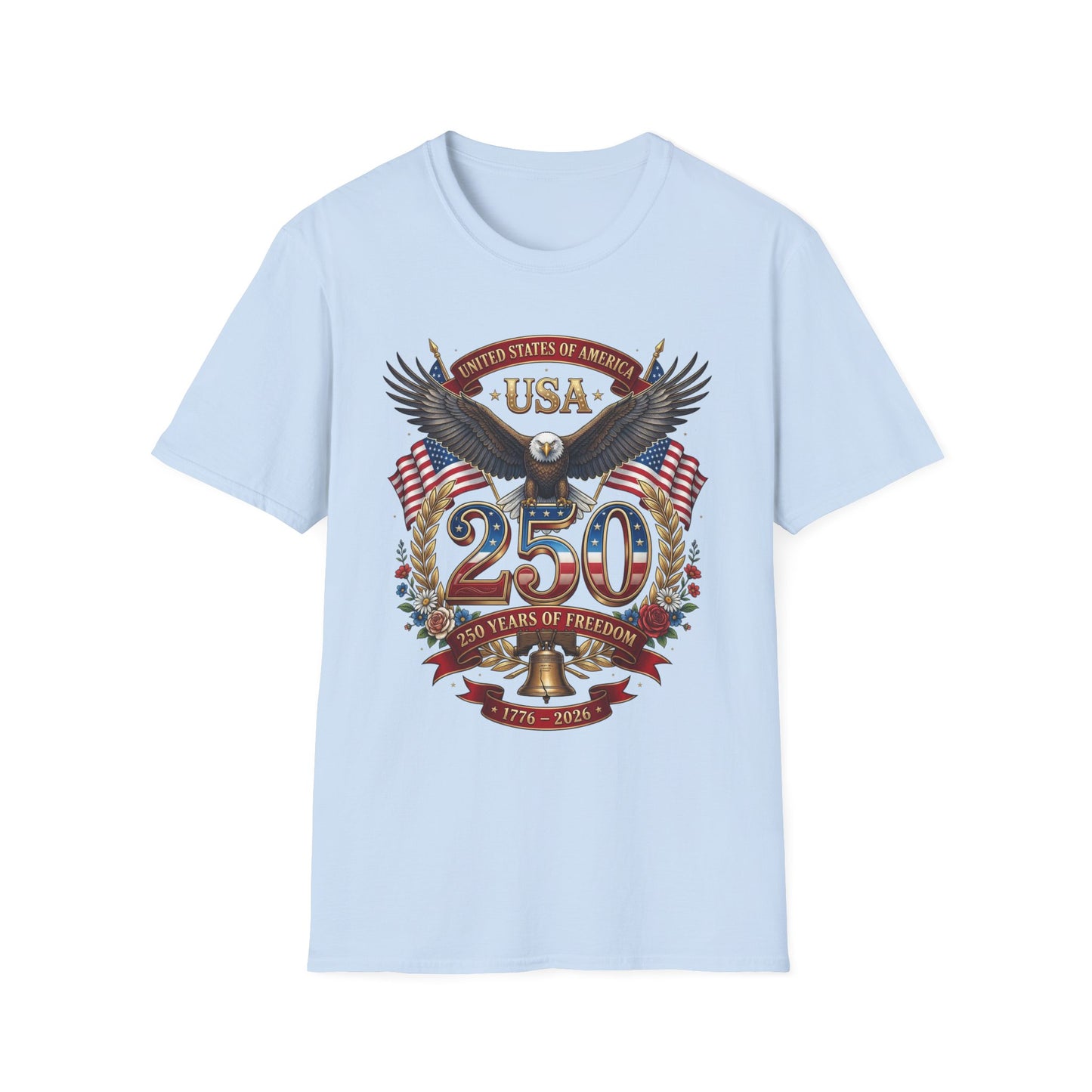 USA Eagle 250 Anniversary T-Shirt — Patriotic American Flag Tee 4 of July USA