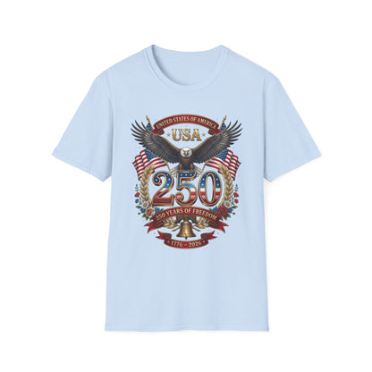 USA Eagle 250 Anniversary T-Shirt — Patriotic American Flag Tee 4 of July USA