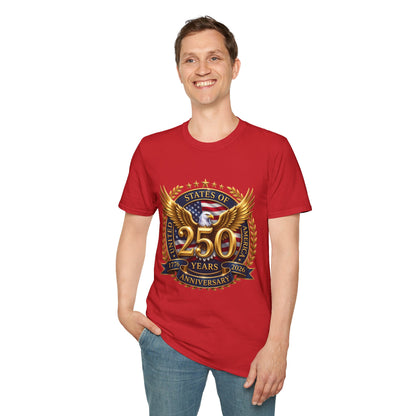 United States 250th Anniversary Eagle T-Shirt by Printify featuring patriotic design for Independence Day celebration.