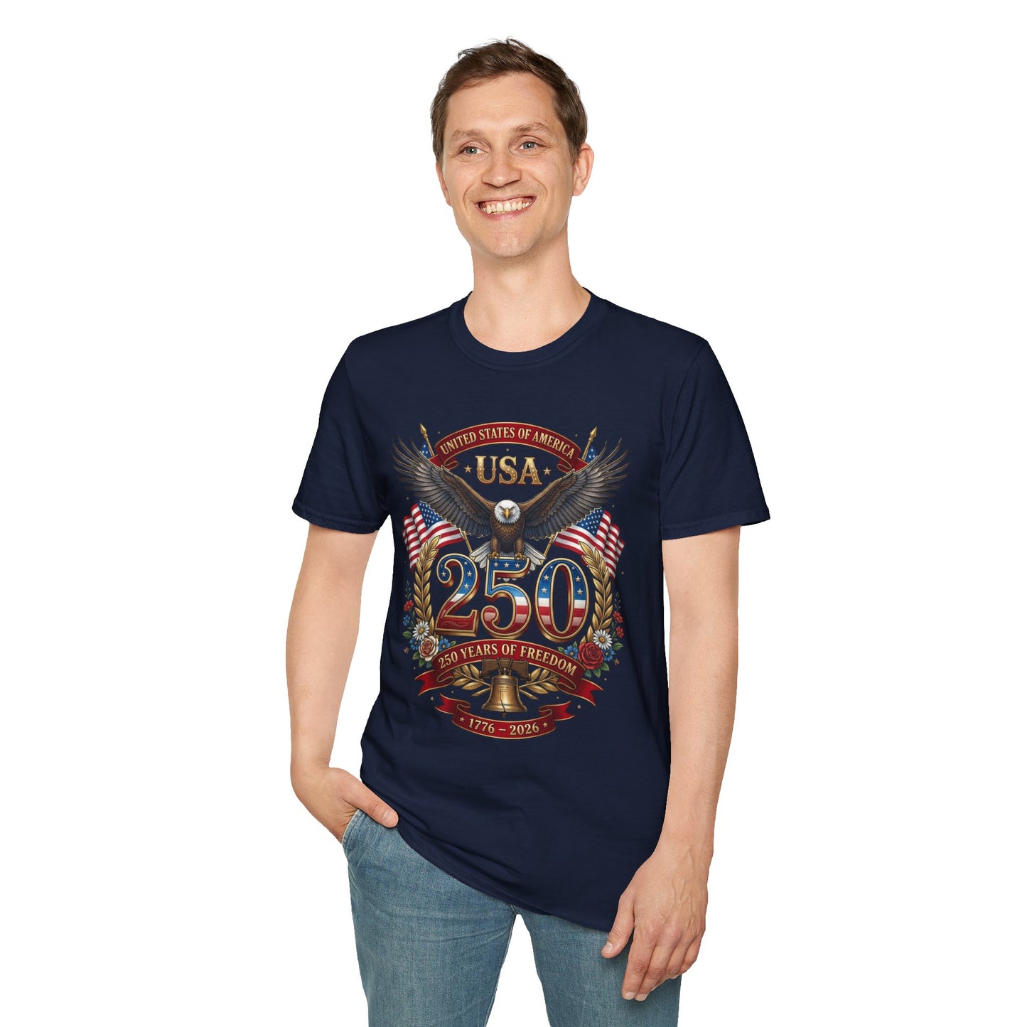 USA Eagle 250 Anniversary T-Shirt — Patriotic American Flag Tee 4 of July USA