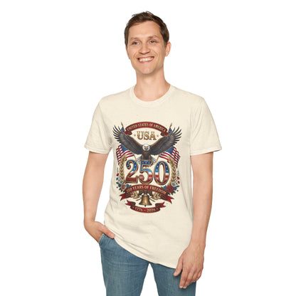 USA Eagle 250 Anniversary T-Shirt — Patriotic American Flag Tee 4 of July USA
