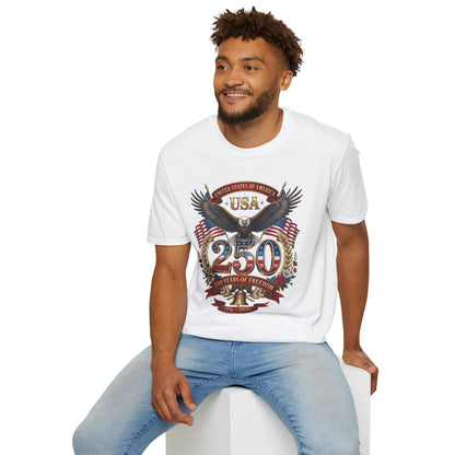 USA Eagle 250 Anniversary T-Shirt — Patriotic American Flag Tee 4 of July USA