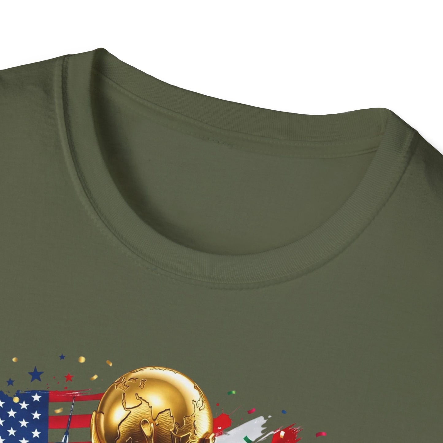 T-Shirt — World Cup 2026 Trophy Design with USA, Canada & Mexico Flags