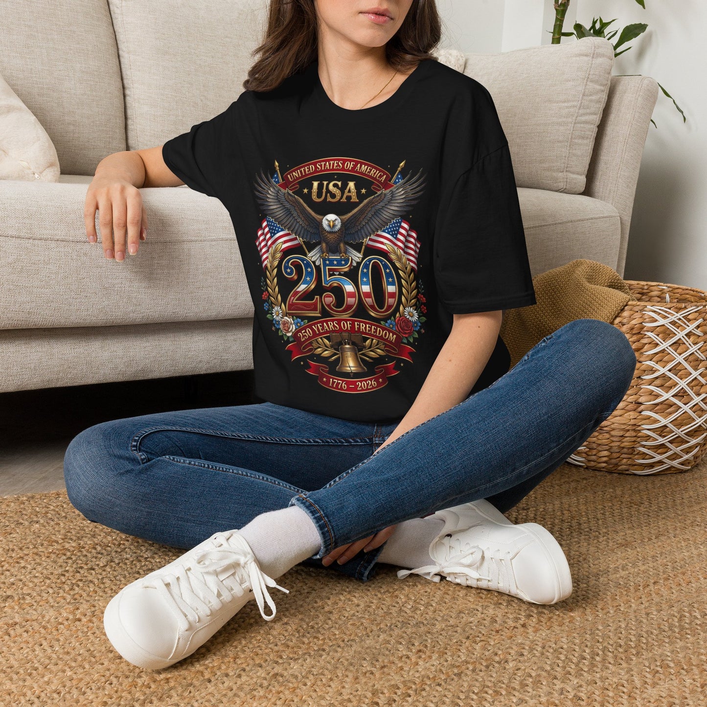 USA Eagle 250 Anniversary T-Shirt — Patriotic American Flag Tee 4 of July USA