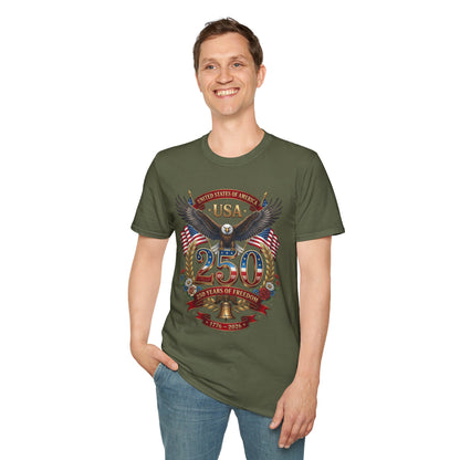 USA Eagle 250 Anniversary T-Shirt — Patriotic American Flag Tee 4 of July USA