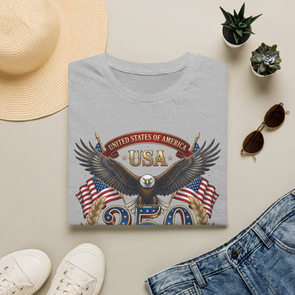 USA Eagle 250 Anniversary T-Shirt — Patriotic American Flag Tee 4 of July USA