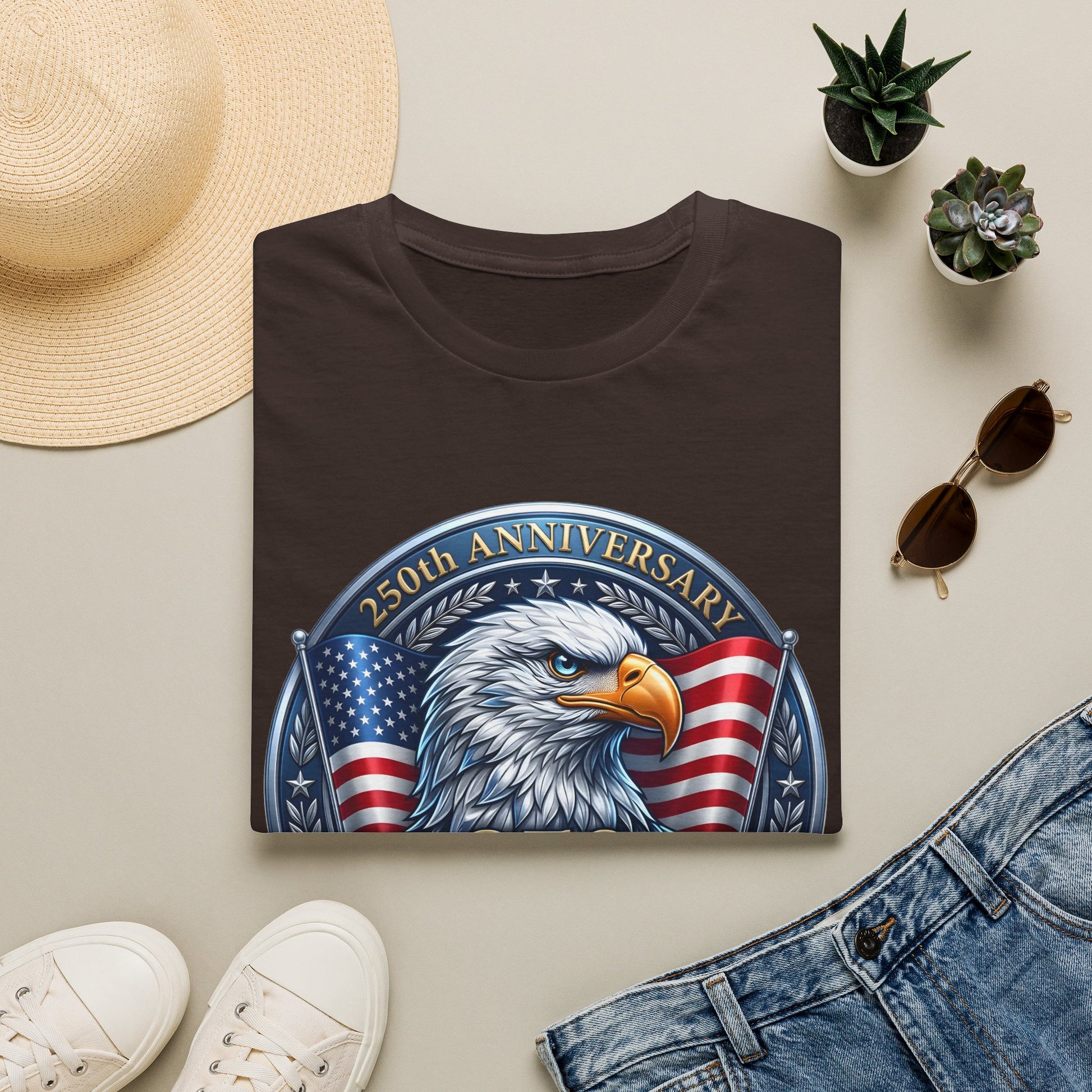 USA Eagle 250th Anniversary T-Shirt featuring patriotic eagle design celebrating the United States bicentennial 1776–2026.