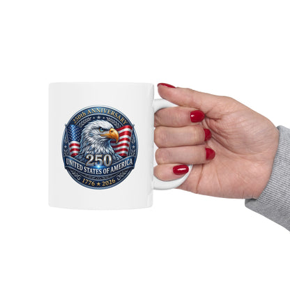Patriotic Eagle Ceramic Mug — American Flag Emblem Coffee Cup 11oz
