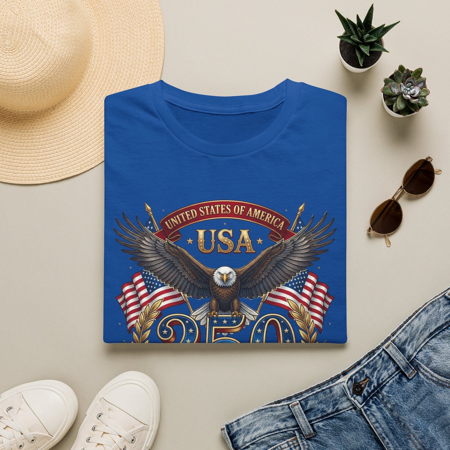 USA Eagle 250 Anniversary T-Shirt — Patriotic American Flag Tee 4 of July USA