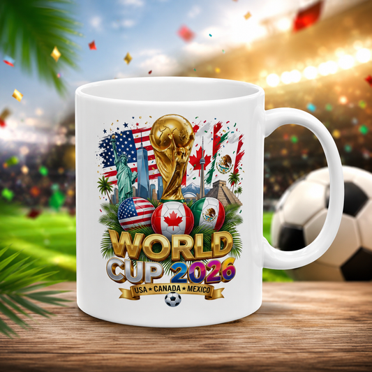 World Cup 2026 Ceramic Mug - Colorful Floral Sugar Coffee Cup 11oz USA Mexico Canada Soccer