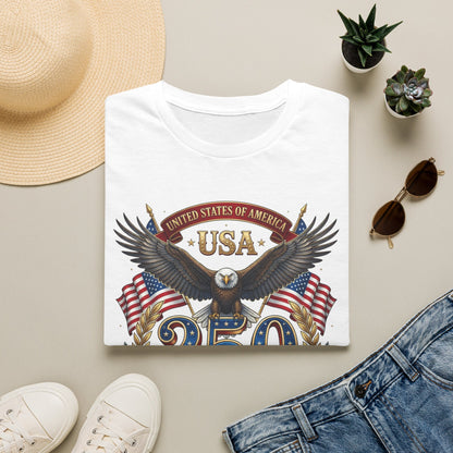 USA Eagle 250 Anniversary T-Shirt — Patriotic American Flag Tee 4 of July USA