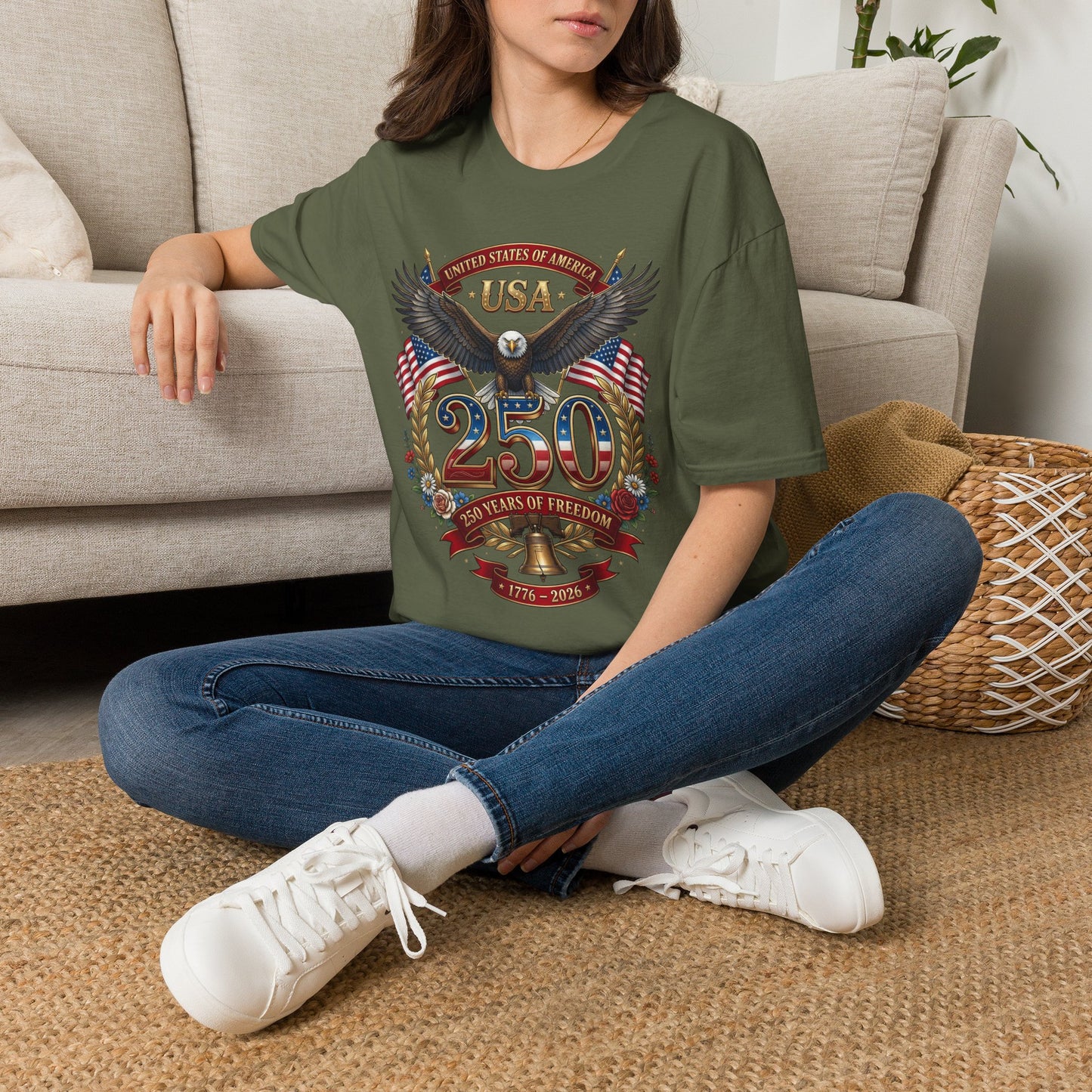 USA Eagle 250 Anniversary T-Shirt — Patriotic American Flag Tee 4 of July USA