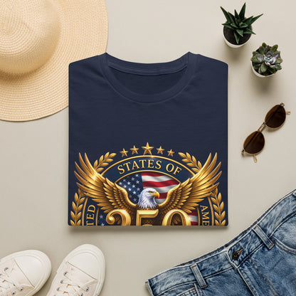 United States 250th Anniversary Eagle T-Shirt by Printify featuring patriotic design for Independence Day celebration.