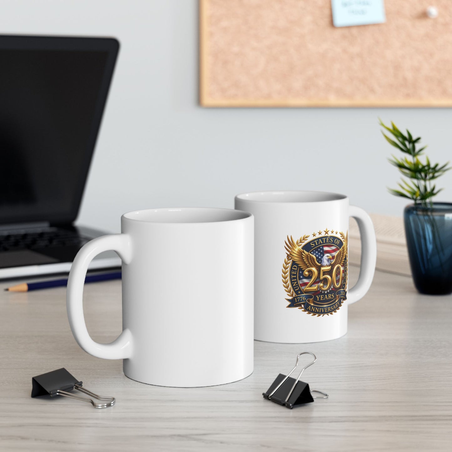 250 Anniversary USA Eagle Emblem Ceramic Mug – Patriotic Military Coffee Cup 11oz