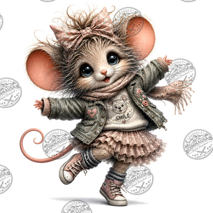 Cute Dressed Up Mice PNG Sublimation Bundle, Cartoon Mice Seasonal Outfits Clipart, POD Tshirt Tumbler Design Commercial