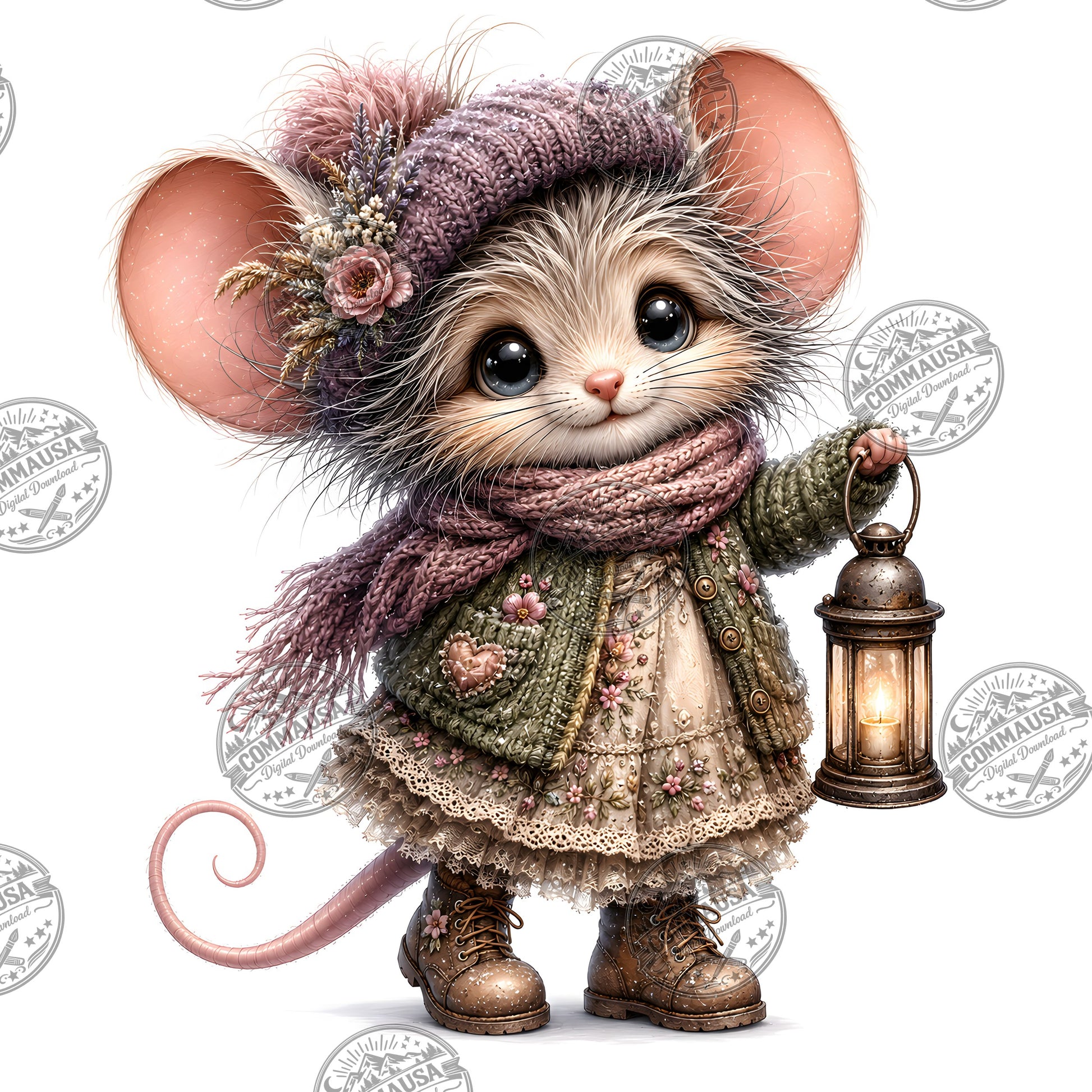 Cute Dressed Up Mice PNG Sublimation Bundle, Cartoon Mice Seasonal Outfits Clipart, POD Tshirt Tumbler Design Commercial