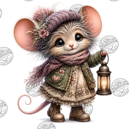 Cute Dressed Up Mice PNG Sublimation Bundle, Cartoon Mice Seasonal Outfits Clipart, POD Tshirt Tumbler Design Commercial