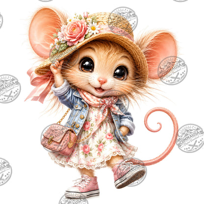 Cute Dressed Up Mice PNG Sublimation Bundle, Cartoon Mice Seasonal Outfits Clipart, POD Tshirt Tumbler Design Commercial
