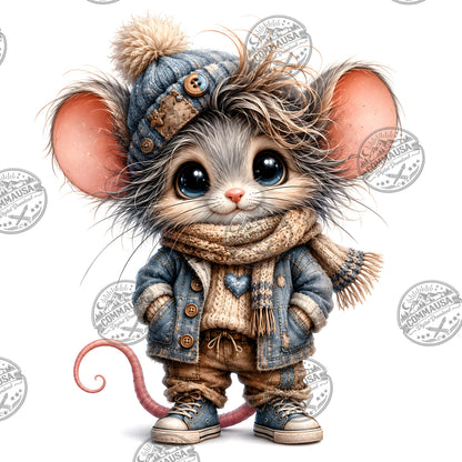 Cute Dressed Up Mice PNG Sublimation Bundle, Cartoon Mice Seasonal Outfits Clipart, POD Tshirt Tumbler Design Commercial