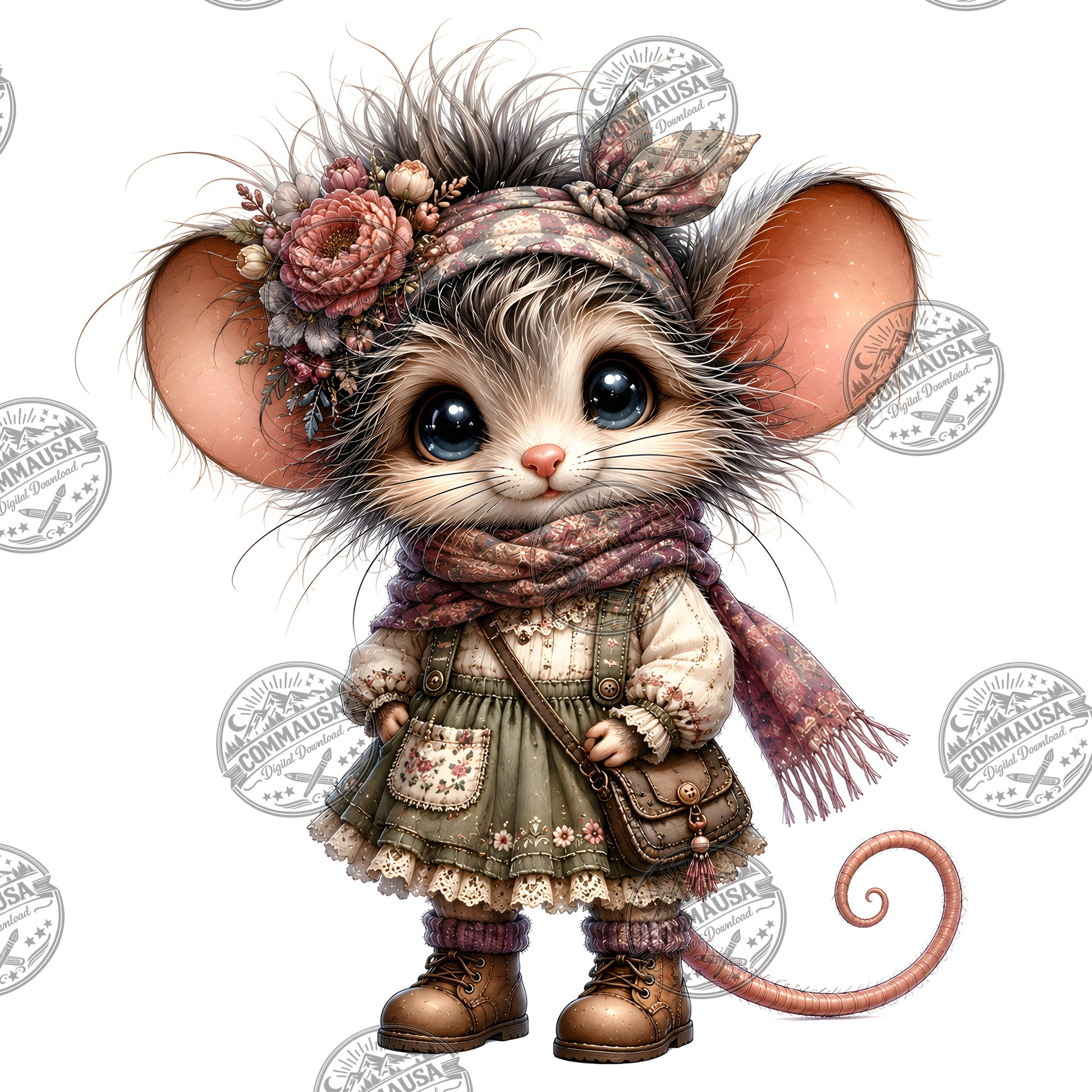 Cute Dressed Up Mice PNG Sublimation Bundle, Cartoon Mice Seasonal Outfits Clipart, POD Tshirt Tumbler Design Commercial