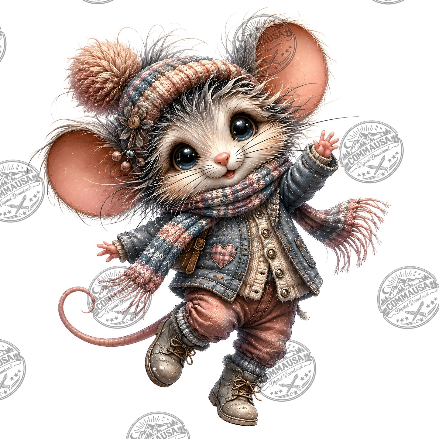 Cute Dressed Up Mice PNG Sublimation Bundle, Cartoon Mice Seasonal Outfits Clipart, POD Tshirt Tumbler Design Commercial