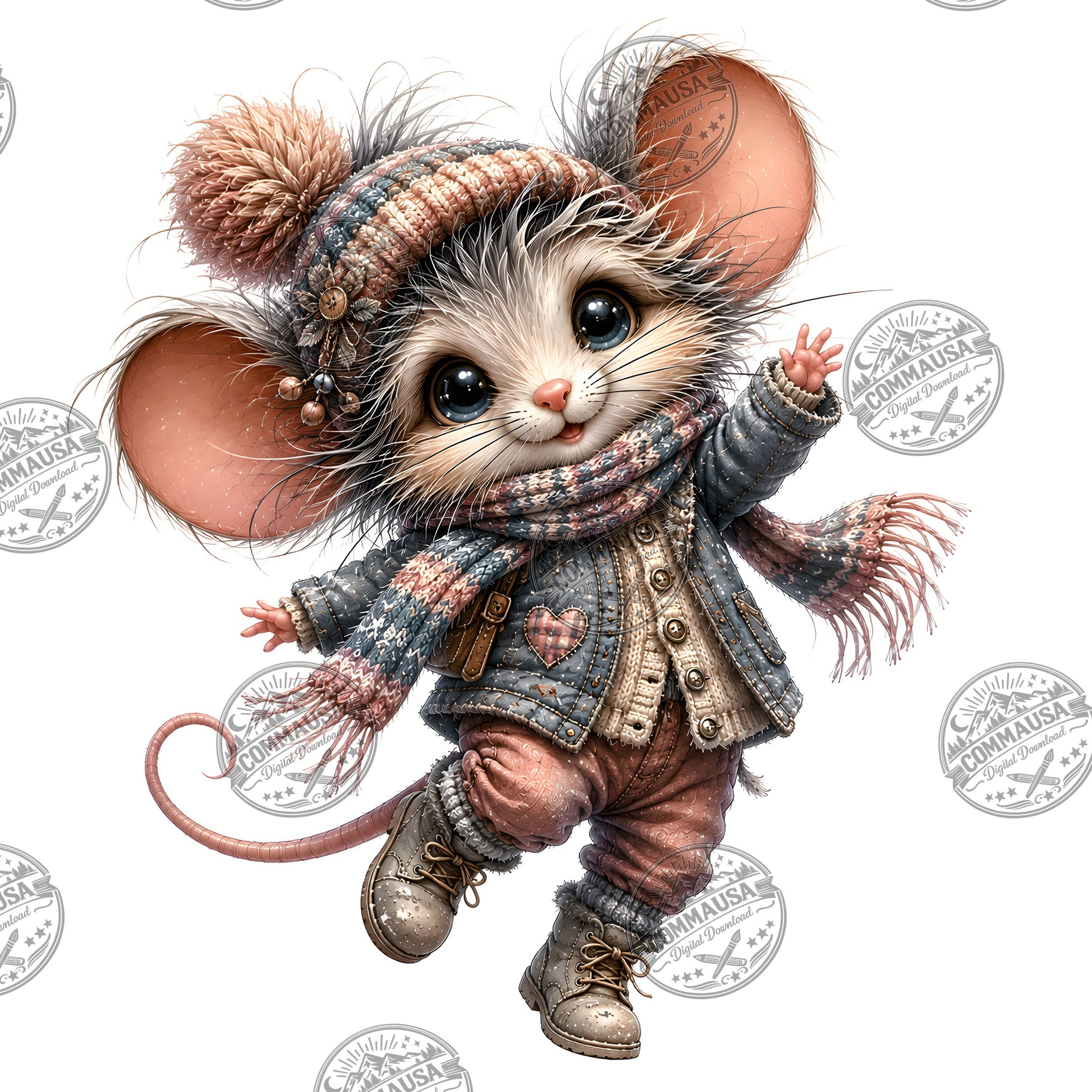 Cute Dressed Up Mice PNG Sublimation Bundle, Cartoon Mice Seasonal Outfits Clipart, POD Tshirt Tumbler Design Commercial