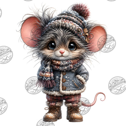 Cute Dressed Up Mice PNG Sublimation Bundle, Cartoon Mice Seasonal Outfits Clipart, POD Tshirt Tumbler Design Commercial
