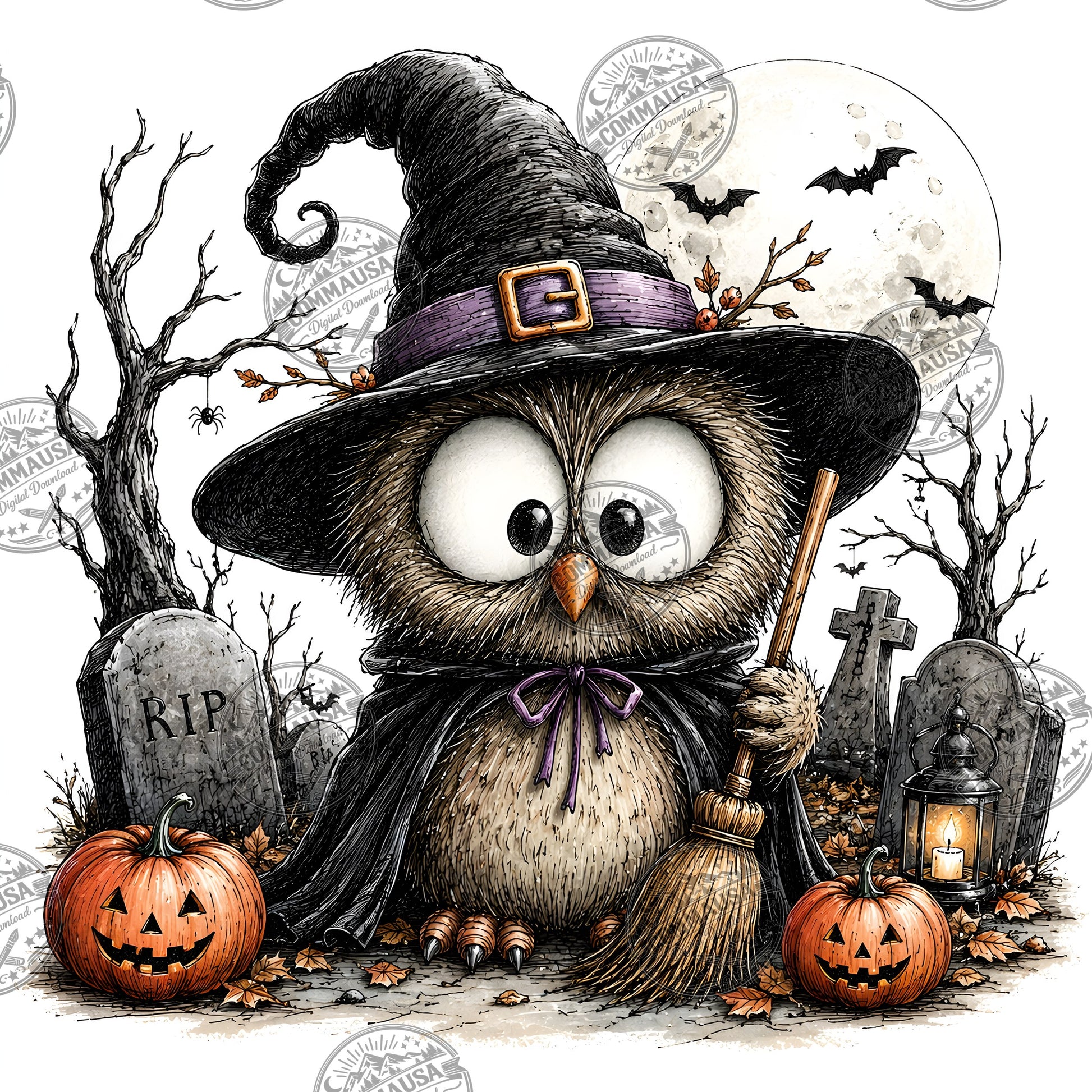 Halloween Owls Clipart PNG, Whimsical Costumed Owls Sublimation, Spooky Cute Owl Design for Crafts, Decor, POD Commercia