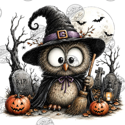Halloween Owls Clipart PNG, Whimsical Costumed Owls Sublimation, Spooky Cute Owl Design for Crafts, Decor, POD Commercia