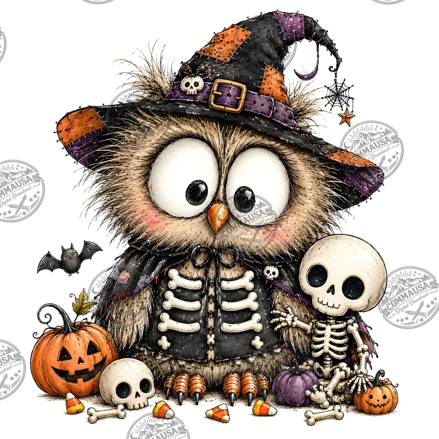 Halloween Owls Clipart PNG, Whimsical Costumed Owls Sublimation, Spooky Cute Owl Design for Crafts, Decor, POD Commercia