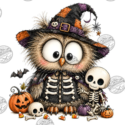Halloween Owls Clipart PNG, Whimsical Costumed Owls Sublimation, Spooky Cute Owl Design for Crafts, Decor, POD Commercia