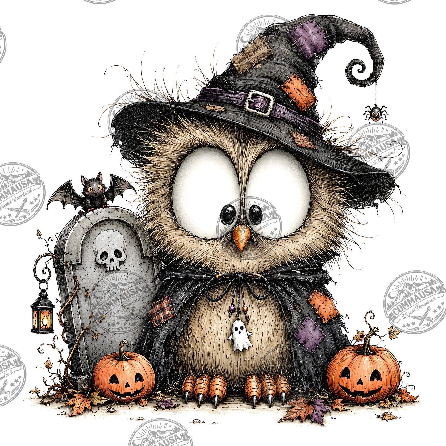 Halloween Owls Clipart PNG, Whimsical Costumed Owls Sublimation, Spooky Cute Owl Design for Crafts, Decor, POD Commercia