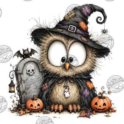 Halloween Owls Clipart PNG, Whimsical Costumed Owls Sublimation, Spooky Cute Owl Design for Crafts, Decor, POD Commercia
