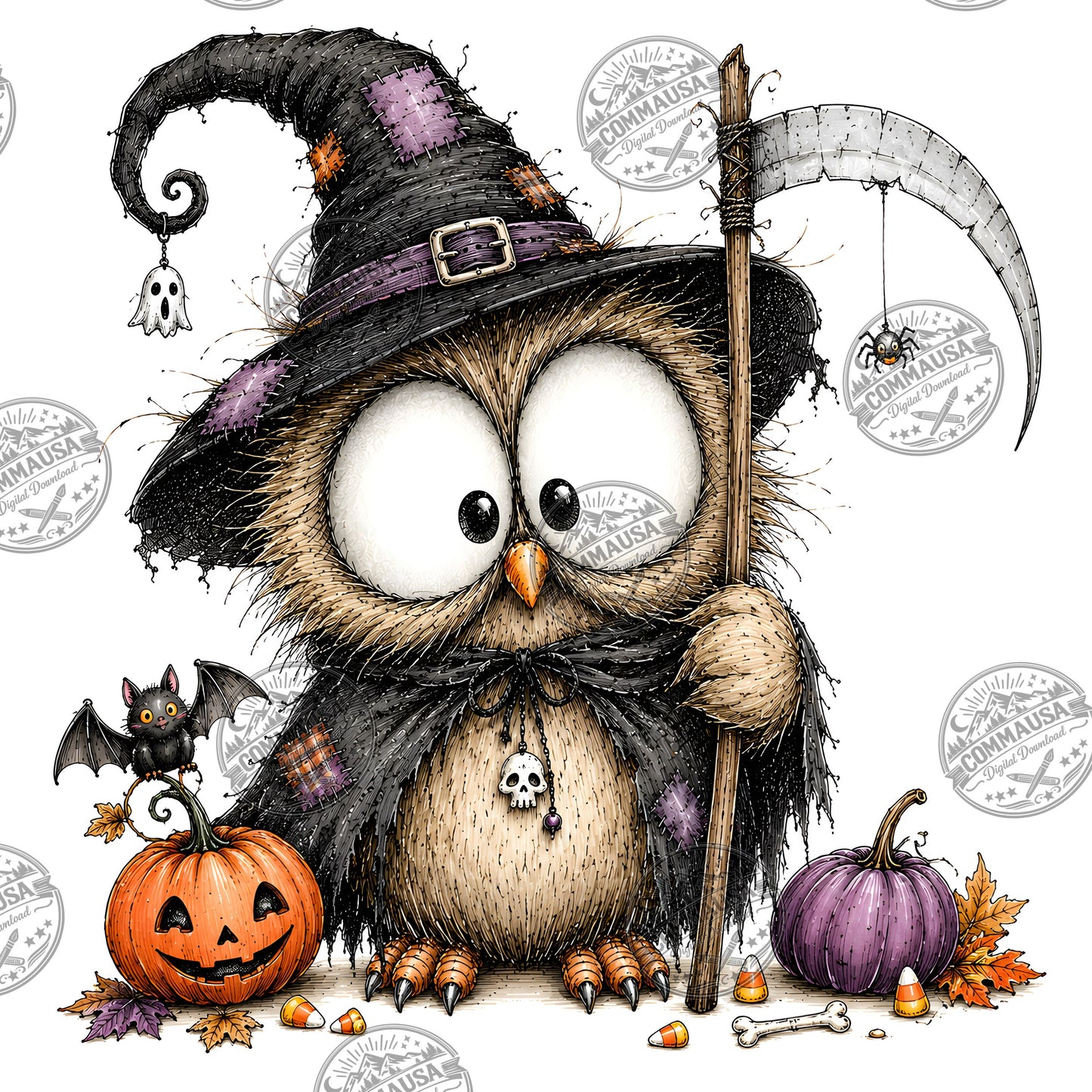 Halloween Owls Clipart PNG, Whimsical Costumed Owls Sublimation, Spooky Cute Owl Design for Crafts, Decor, POD Commercia