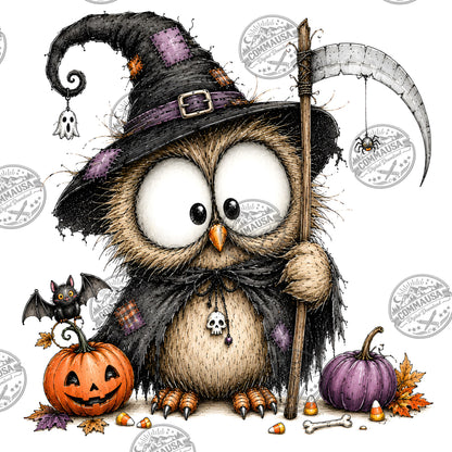 Halloween Owls Clipart PNG, Whimsical Costumed Owls Sublimation, Spooky Cute Owl Design for Crafts, Decor, POD Commercia
