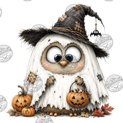 Halloween Owls Clipart PNG, Whimsical Costumed Owls Sublimation, Spooky Cute Owl Design for Crafts, Decor, POD Commercia