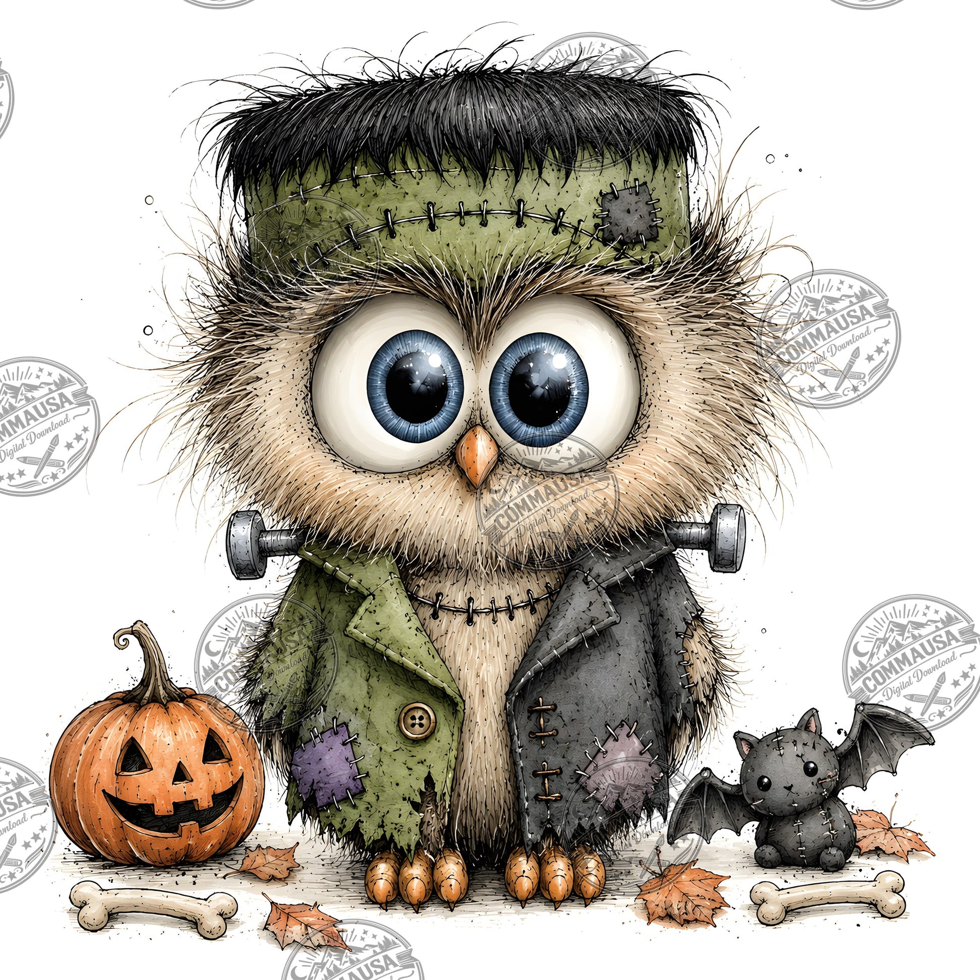 Halloween Owls Clipart PNG, Whimsical Costumed Owls Sublimation, Spooky Cute Owl Design for Crafts, Decor, POD Commercia
