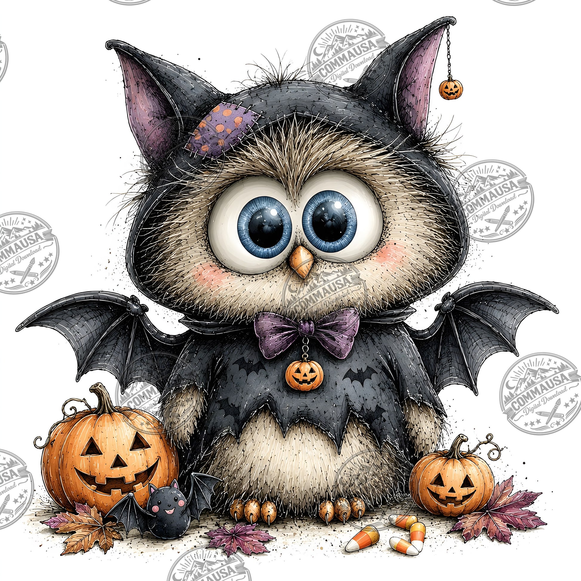 Halloween Owls Clipart PNG, Whimsical Costumed Owls Sublimation, Spooky Cute Owl Design for Crafts, Decor, POD Commercia