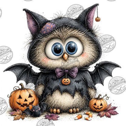 Halloween Owls Clipart PNG, Whimsical Costumed Owls Sublimation, Spooky Cute Owl Design for Crafts, Decor, POD Commercia