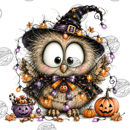 Halloween Owls Clipart PNG, Whimsical Costumed Owls Sublimation, Spooky Cute Owl Design for Crafts, Decor, POD Commercia