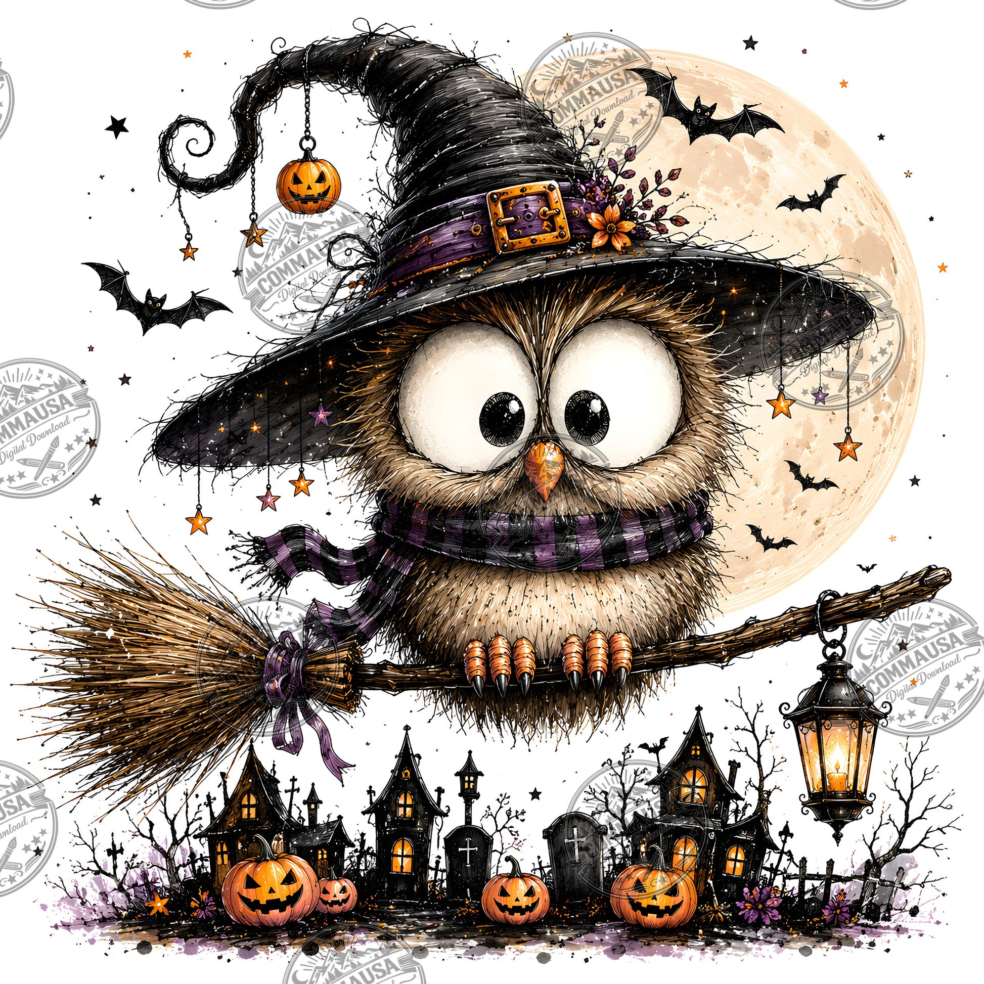 Halloween Owls Clipart PNG, Whimsical Costumed Owls Sublimation, Spooky Cute Owl Design for Crafts, Decor, POD Commercia