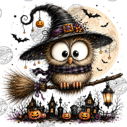 Halloween Owls Clipart PNG, Whimsical Costumed Owls Sublimation, Spooky Cute Owl Design for Crafts, Decor, POD Commercia