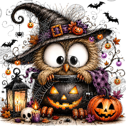 Halloween Owls Clipart PNG, Whimsical Costumed Owls Sublimation, Spooky Cute Owl Design for Crafts, Decor, POD Commercia